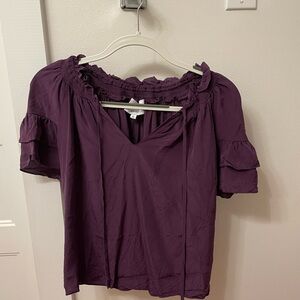 Chic Plum Ruffled Blouse